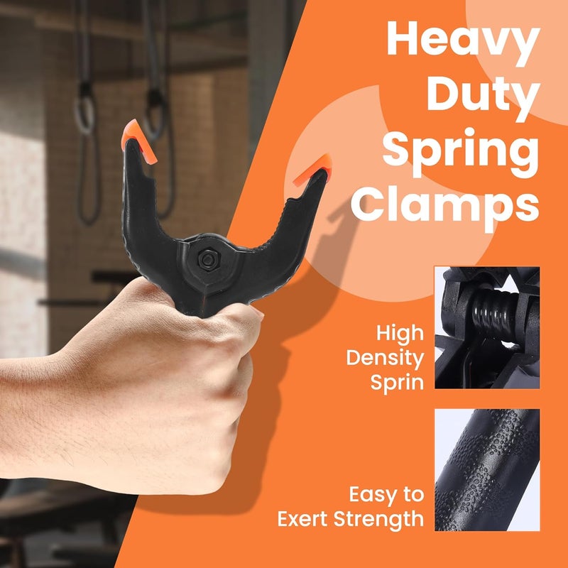 ECY Spring Clamps Heavy Duty 4.5 Inch 10 Pack - Plastic Rust Proof Clamps with Non-Slip Pads for Backdrop, Crafts, Woodworking, Photography | Multipurpose Holders for Tarps, Pool Covers & Gluing - Image 3